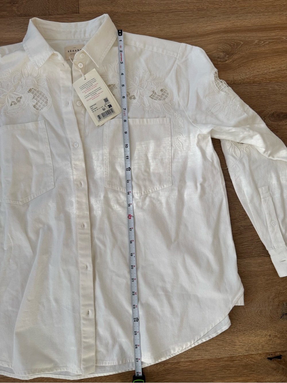 Sezane White Eyelet Button-Down Shirt - Picture 6 of 6